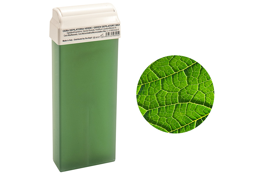 Depilační vosk 100ml, zelený/chlorofyl, široká hlavice