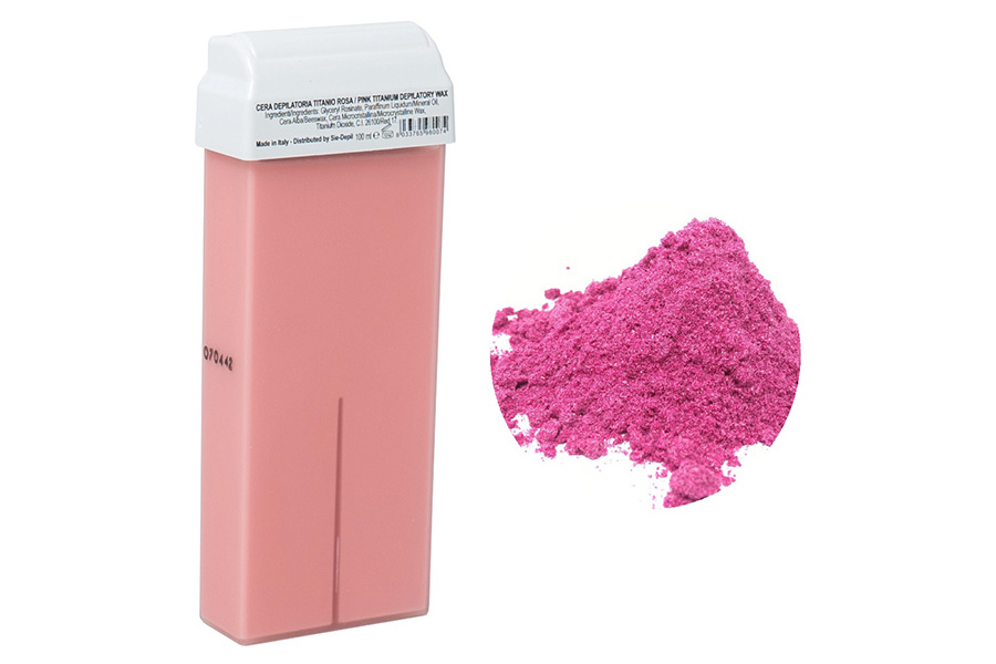 Depilační vosk 100ml, růžový/titanium oxid, široká hlavice